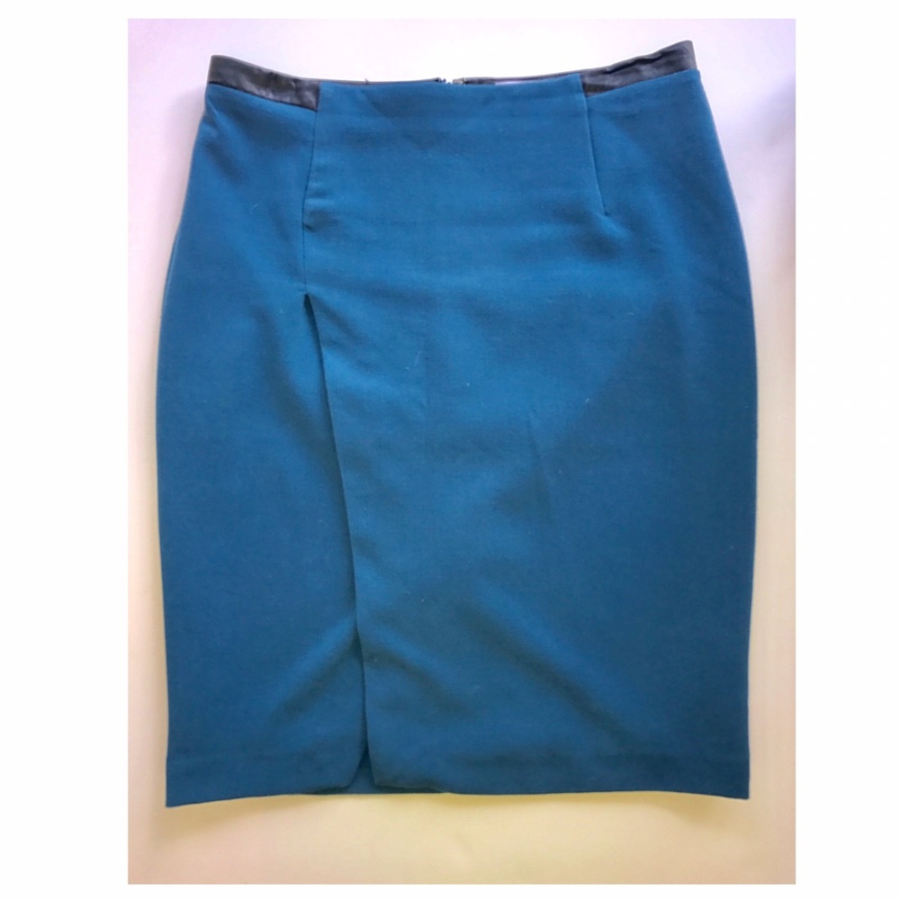 Blue Calvin Klein skirt- vleather trim