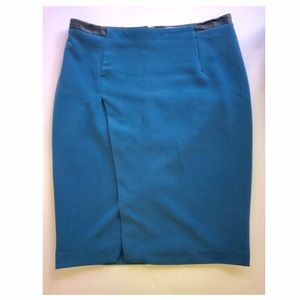 Blue Calvin Klein skirt- vleather trim