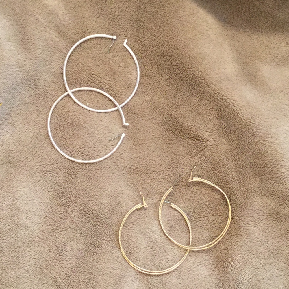 Silver and gold hoop earrings