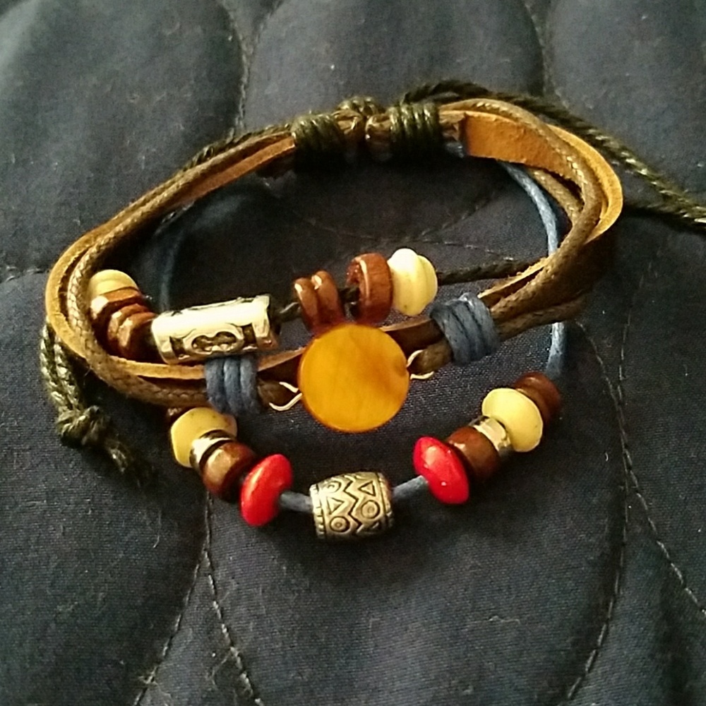 Leather and beads Bracelet