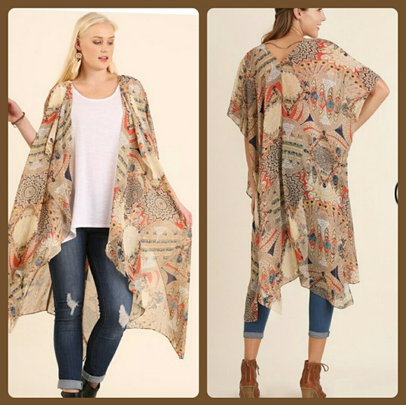 UMGEE Open Front Kimono with Split Hemline - Picture 5 of 5
