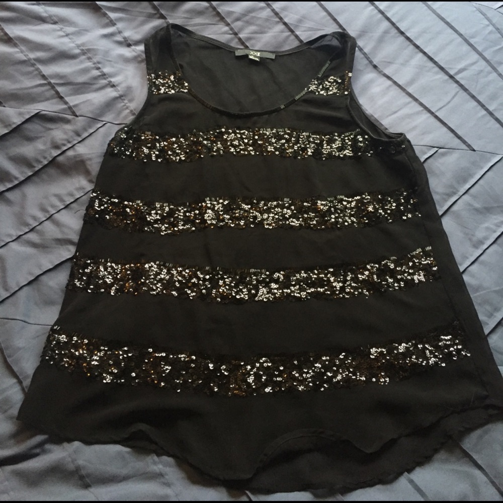 Black sequin going out tank - sheer!