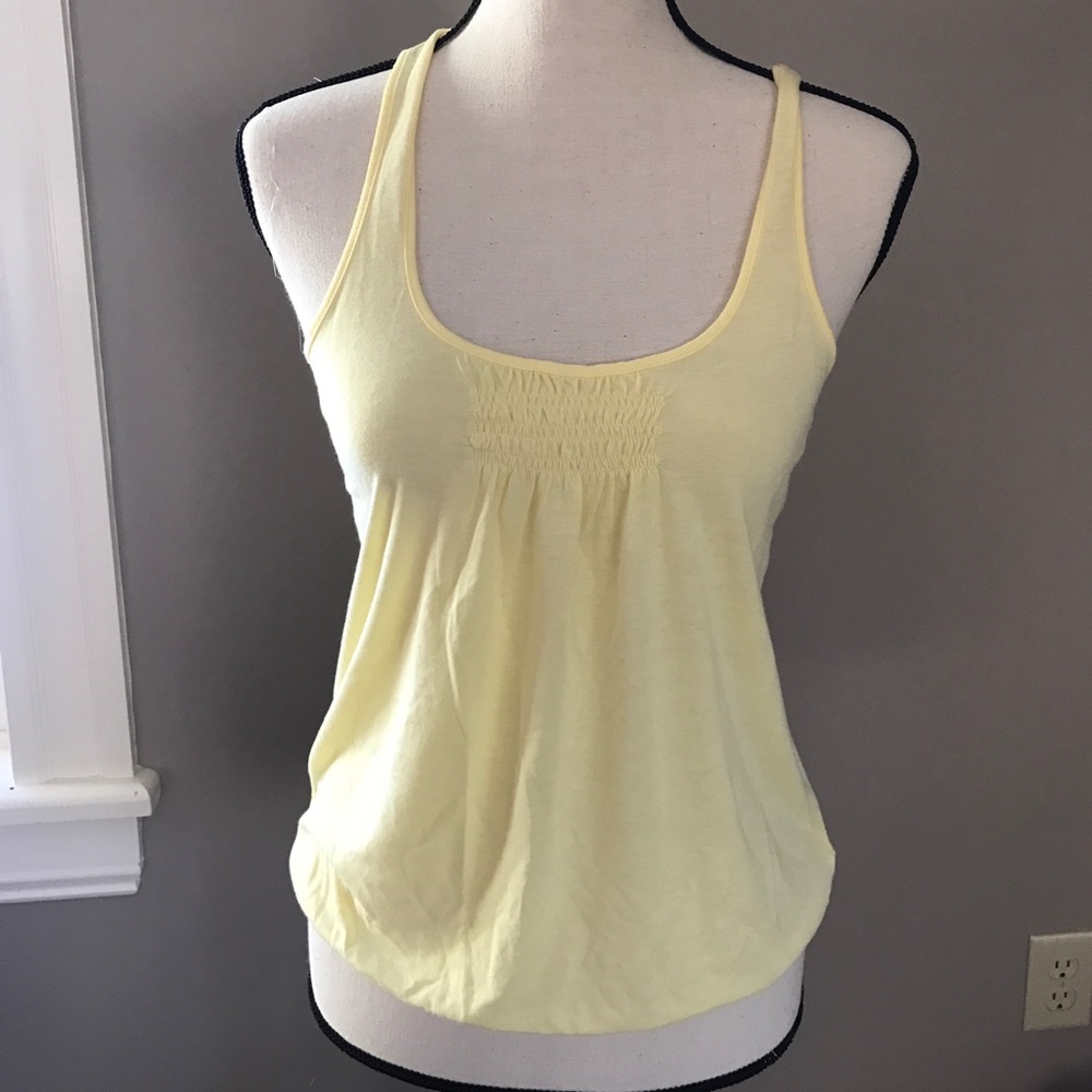 Light yellow racer back cute detail back top