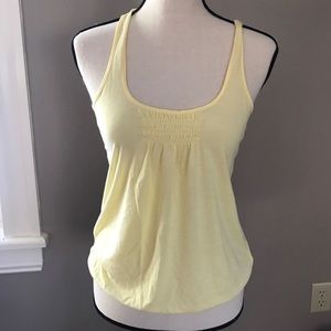Light yellow racer back cute detail back top
