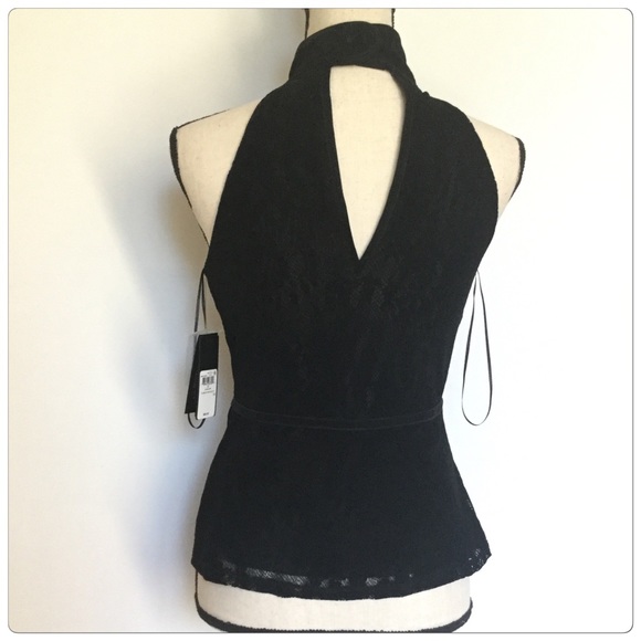 🎉HP🎉 Black Flocked Lace Top - Picture 3 of 6