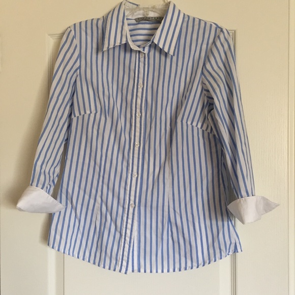 Blue and White Striped Button Up Shirt - Picture 2 of 5