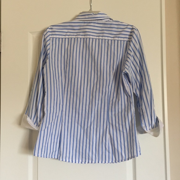 Blue and White Striped Button Up Shirt - Picture 3 of 5