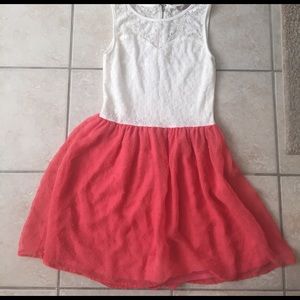 Coral and White Lace Dress