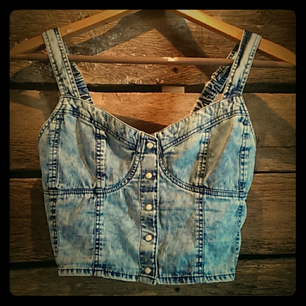 Denim Bustier Crop Top EUC