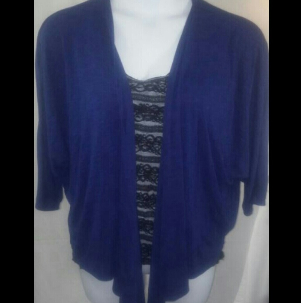 Royal blue shrug with doleman 3/4 sleeves