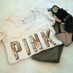 VS Pink Sequined Tee