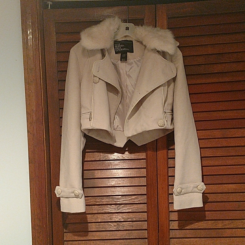 Fake/ faux fur waist height trench coat