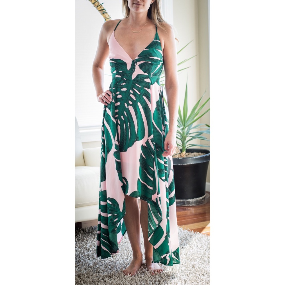 Express tropical palm leaf dress
