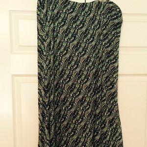 Ankle length, layered skirt with elastic waist.