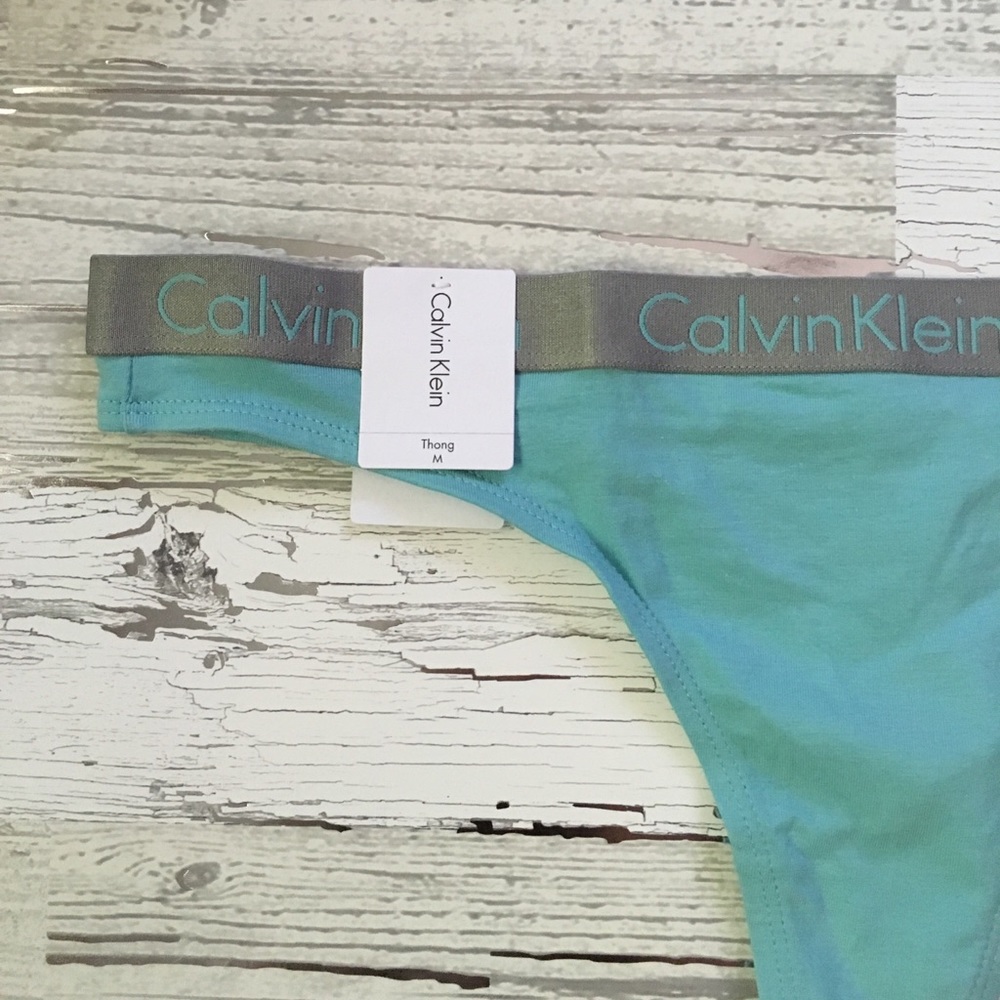 CK Aqua Blue Thong Panty - Picture 2 of 3