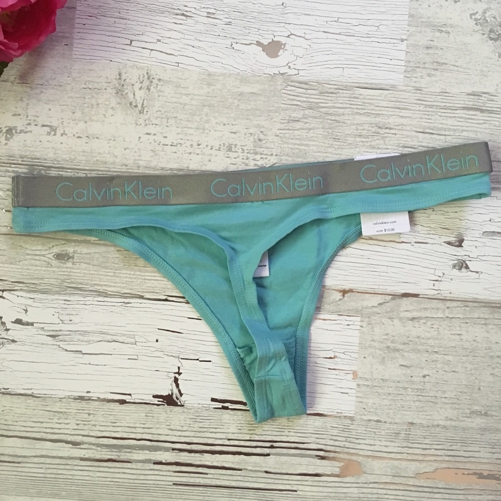 CK Aqua Blue Thong Panty - Picture 3 of 3