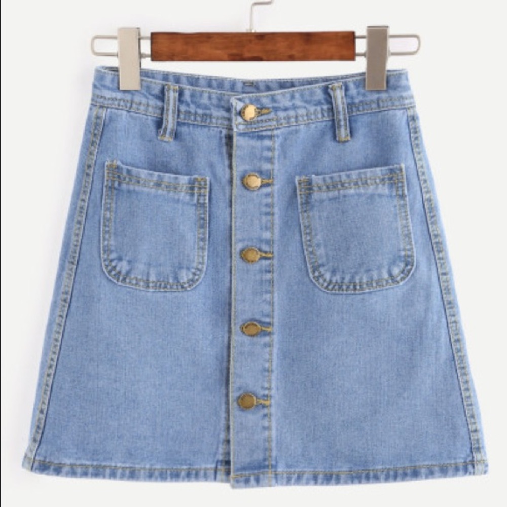 Brand new button up blue jean skirt!