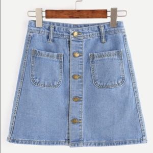 Brand new button up blue jean skirt!