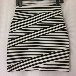 Express striped bandage mini skirt