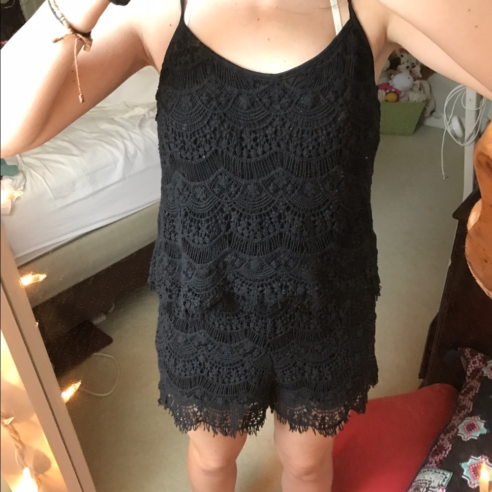 Black lace romper