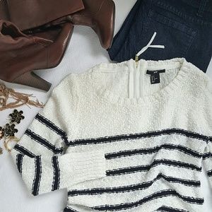 H&M White Black Striped Sweater
