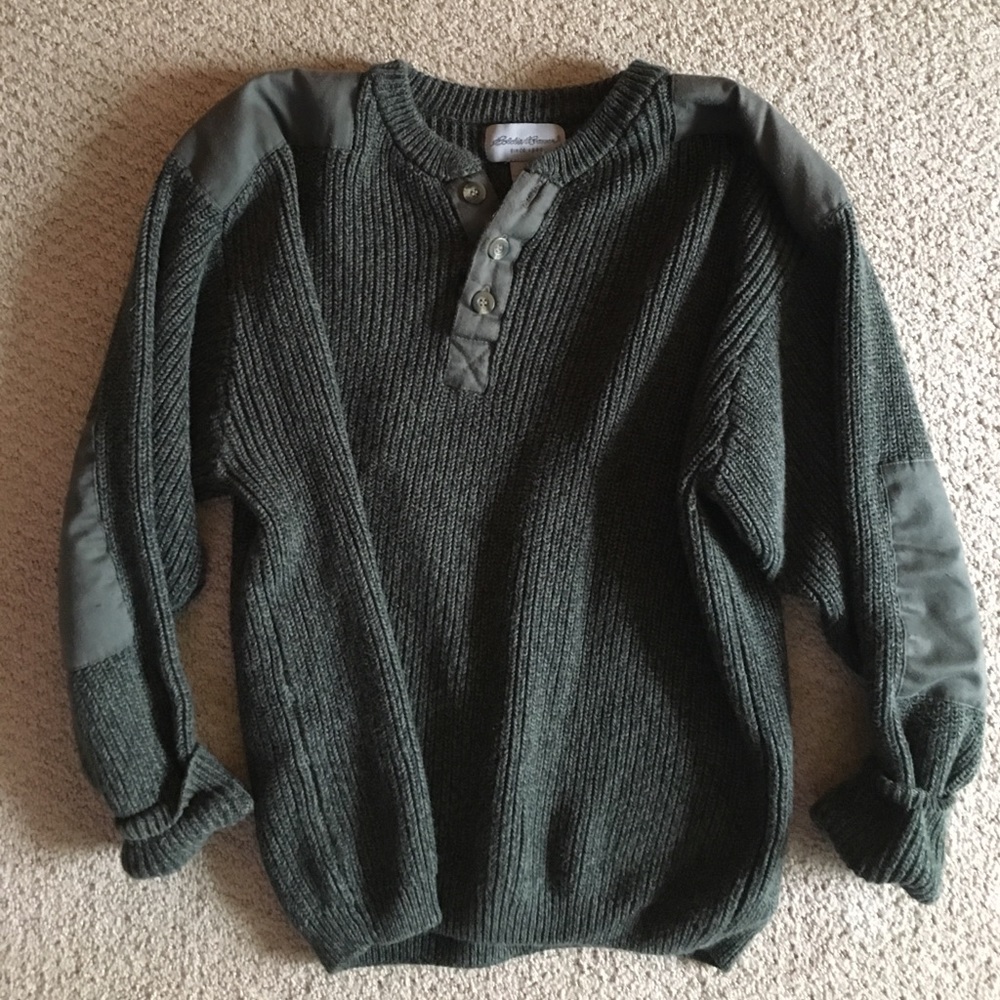Eddie Bauer green knit sweater.