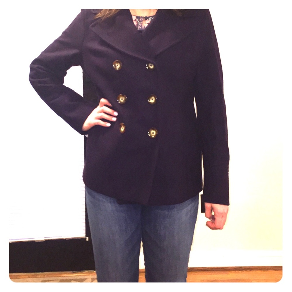Large Michael Kors Dark Purple Pea Coat
