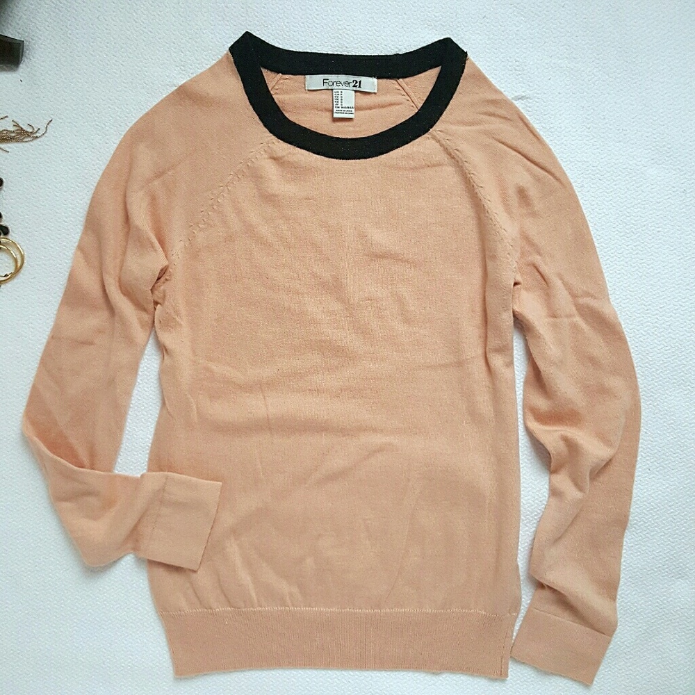 F21 Blush Pink Ringer Sweater S