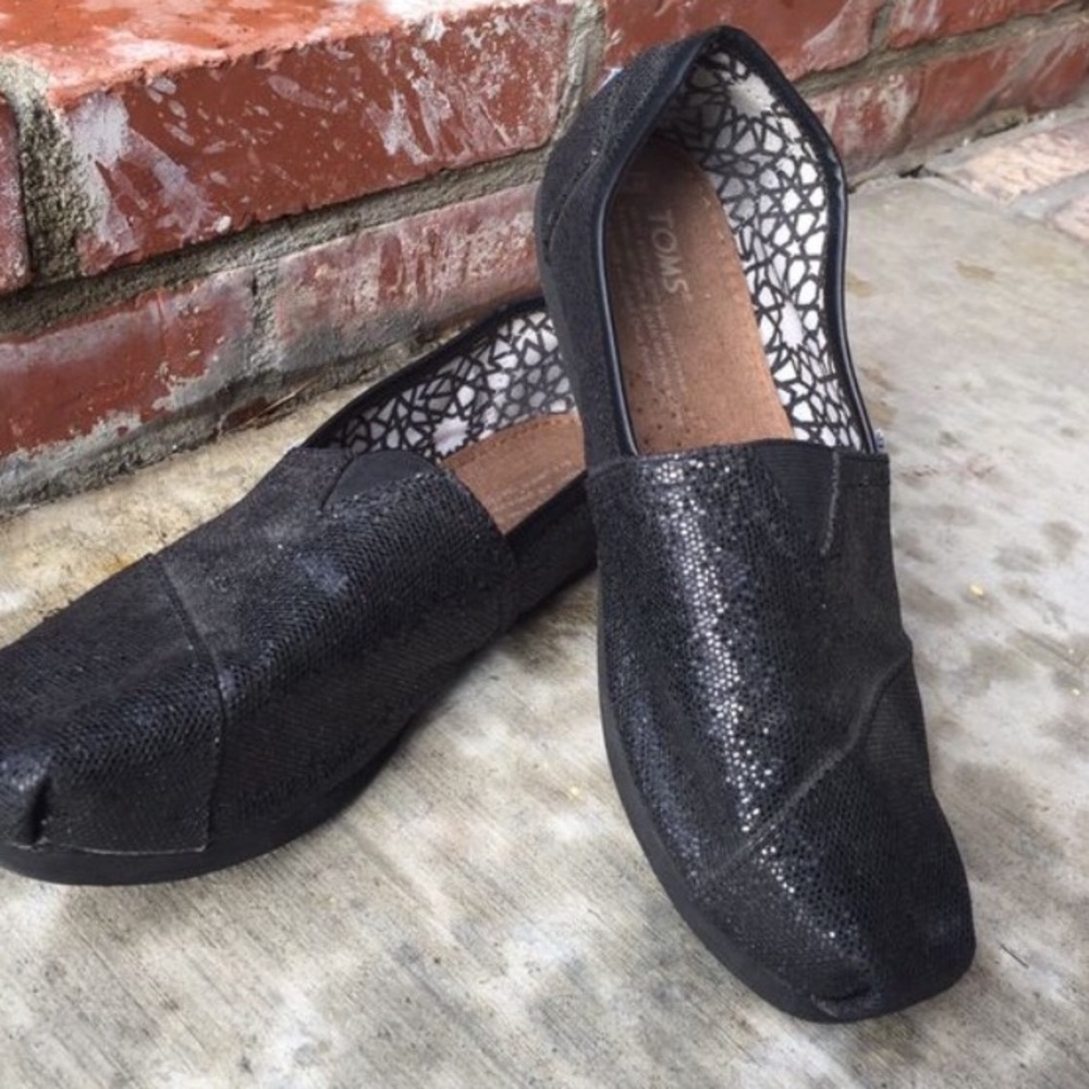 Toms Sparkly Black size 10