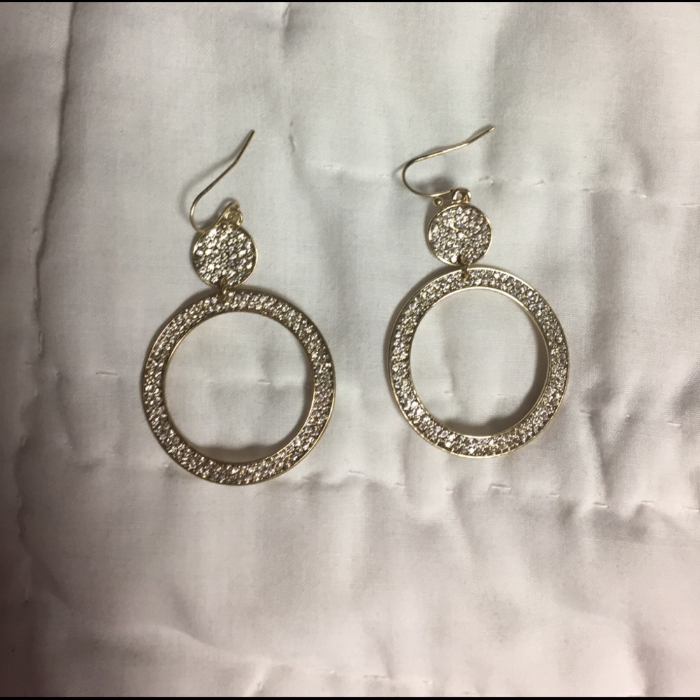 Gold and diamond hoop earrings NWOT