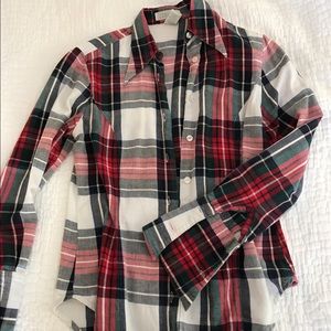 Express red and white plaid shirt