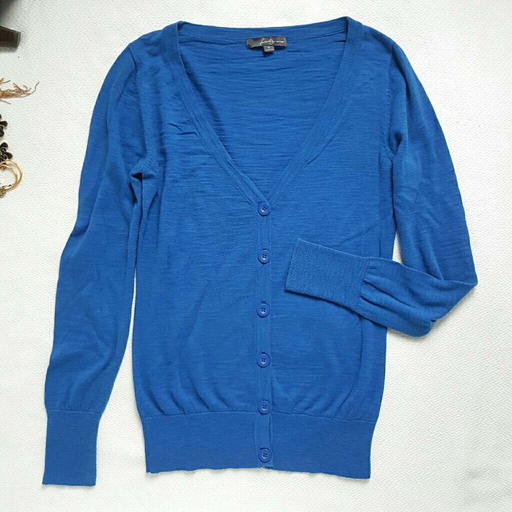 F21 Vneck Cardigan Sweater Cobalt Blue S