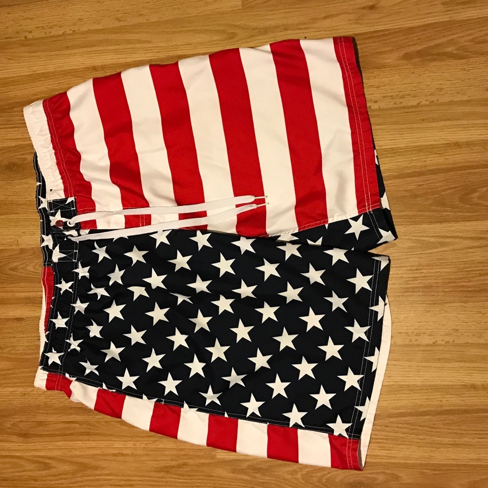 Red White Blue Stripes Faded glory swimming trunks