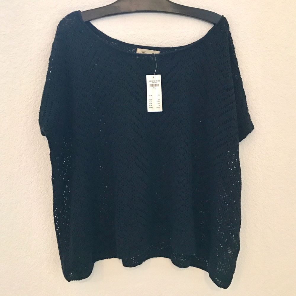 🎼Brand new crochet open knit wide neck top🎼
