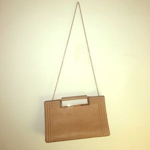 Adorable tan clutch or shoulder bag! 2-in-1!
