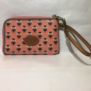 Fossil - Coral owl zip around wristlet