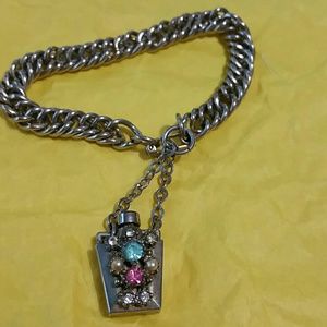 Vintage charm bracelet crystal pearl