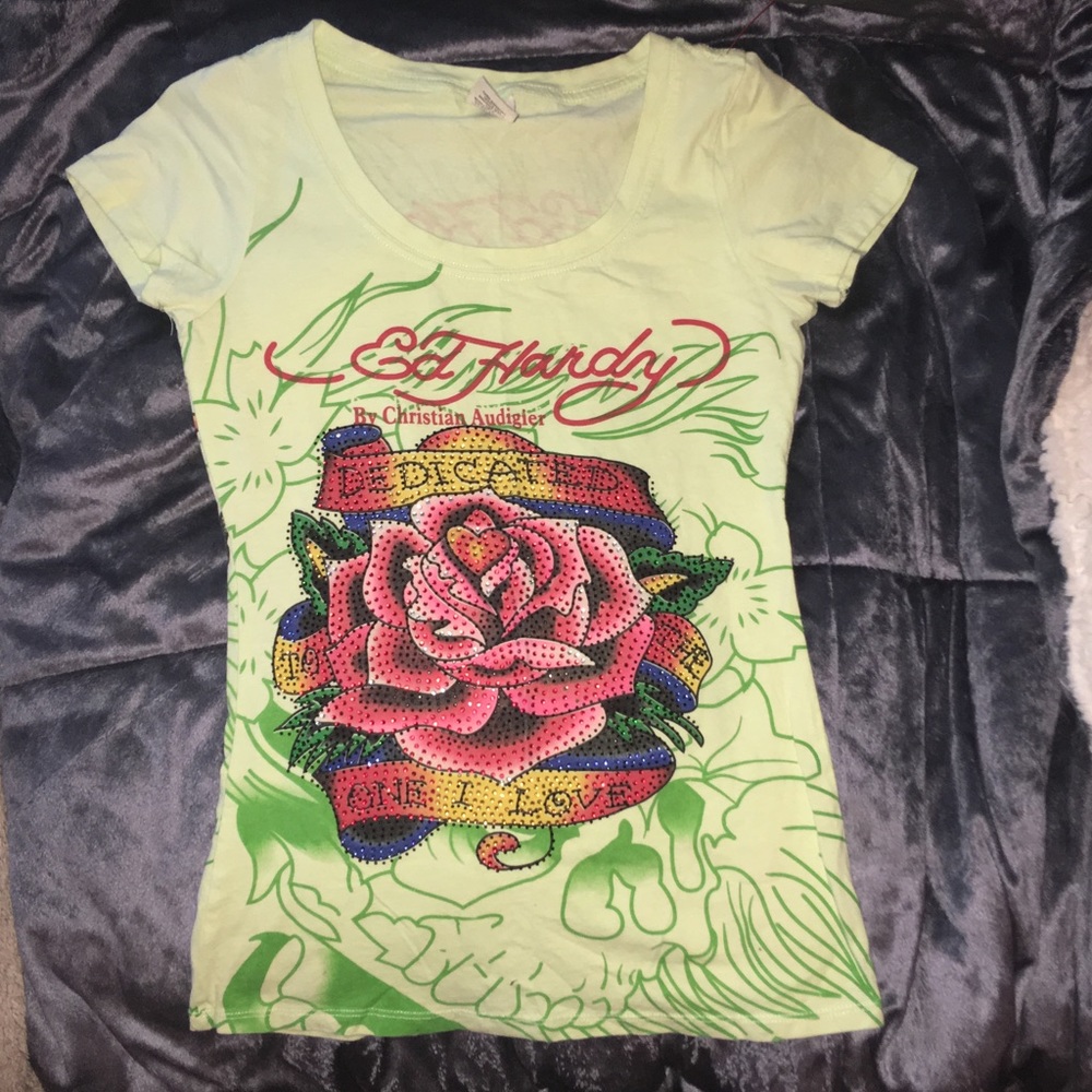 Ed hardy shirt with rhinestones!