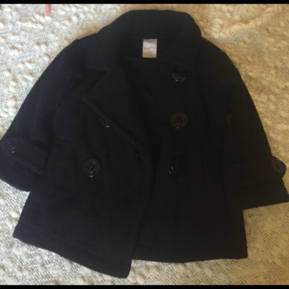 NWOT starting out black pea coat size 18m
