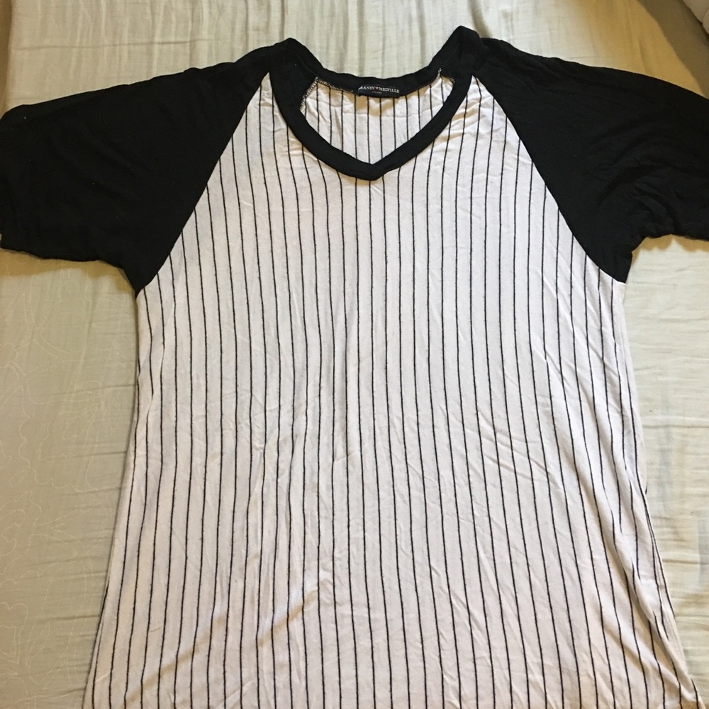 Brandy Melville Black and White Baseball Tee
