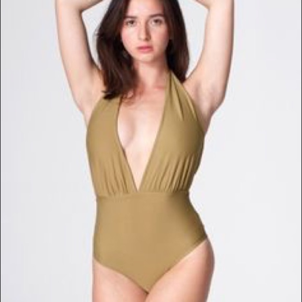 American Apparel Nylon Tricot Halter Swimsuit