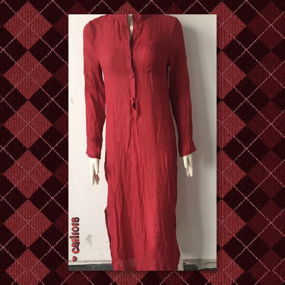 🎉HP🆕Wine Maxi Boho Linen Dress - Picture 3 of 3