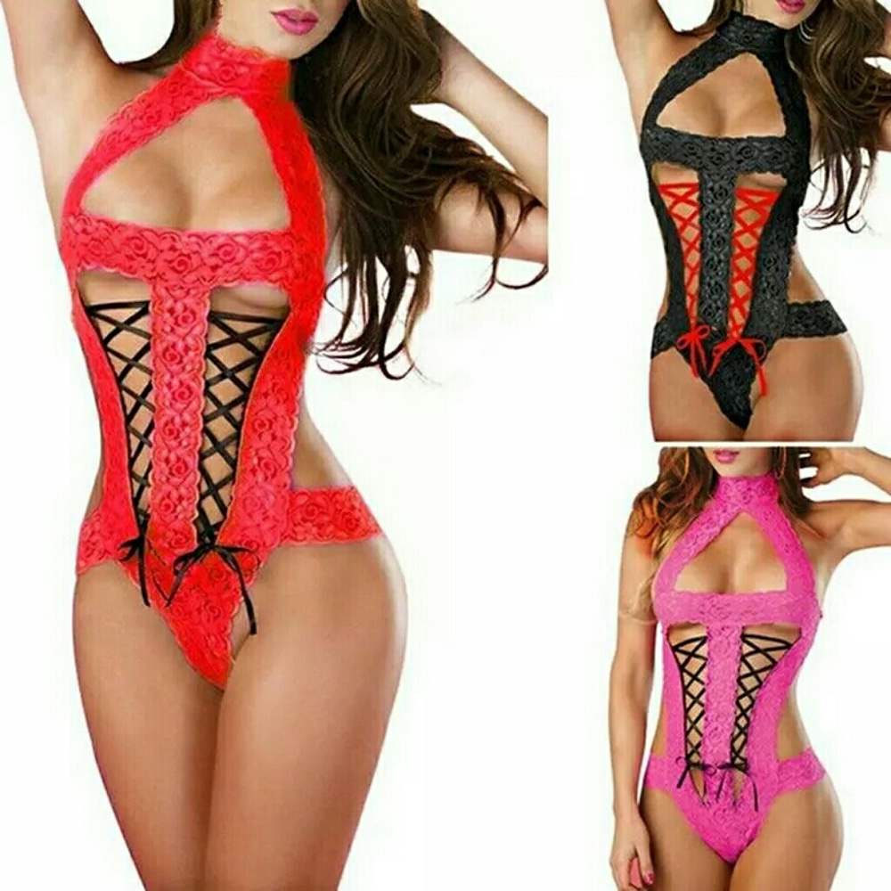 Red Lace Satin Strap Teddy Brand New