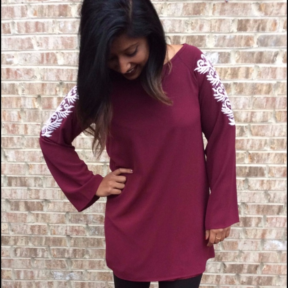 Child Of Serendipity maroon long sleeve dress