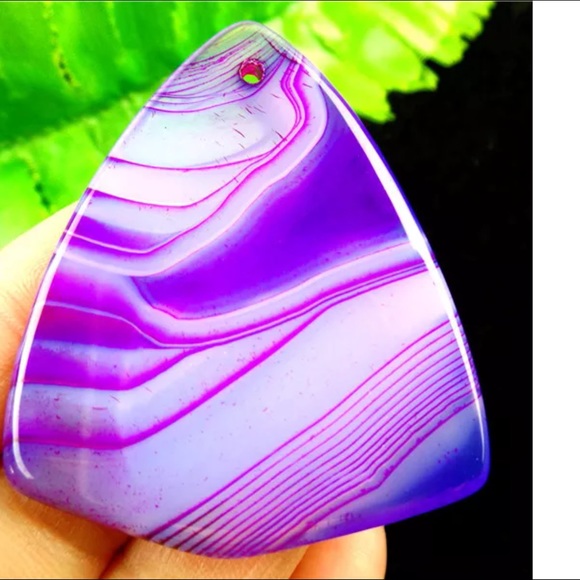 ✅✅Purple stripes onyx agate fish head pendant - Picture 2 of 6