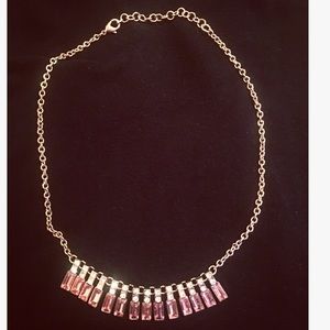 Rose Gold Crystal Baguette Necklace