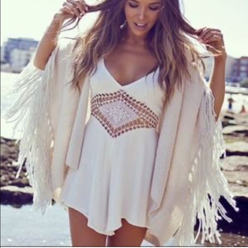 Black romper with crochet detail