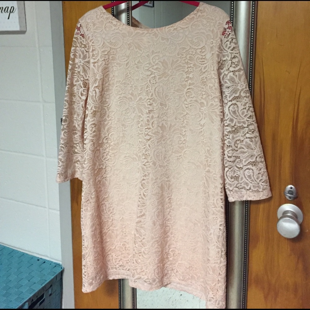 Blush Pink lace shift dress