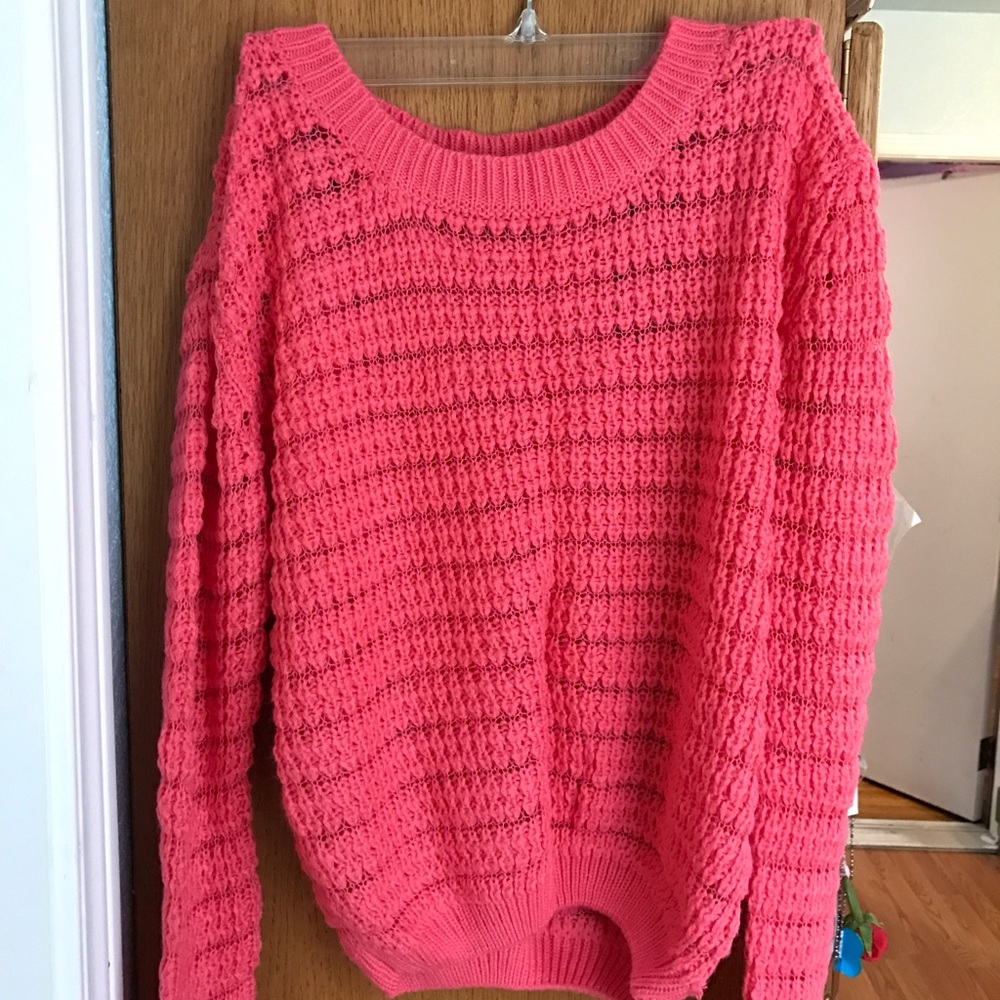 cropped coral sweater