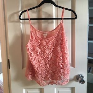 Mossimo Supply Co Pink/Peach lace cropped tank L